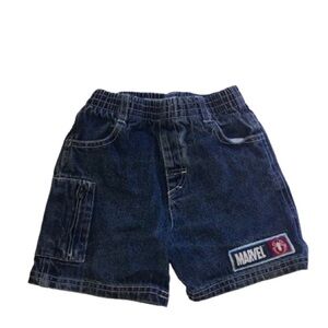 Marvel Spiderman Kids Dark Blue Denim Shorts with Logo Size 3T